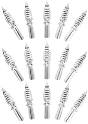 ifundom 15Pcs Oblique Calligraphy Dip Pen Nibs Set, Metal Fine Drawing Replacement Nib Tips for Ink Drawing, Manuscript and Fountain Pen Art, Suitable for Artists and Script Writing