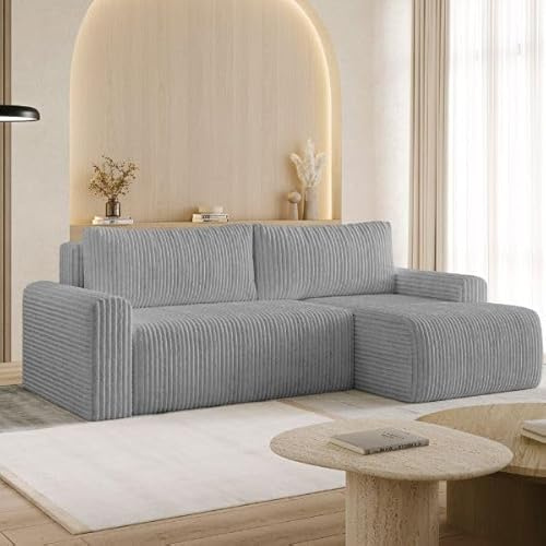 Dekori Möbel Ecksofa Milo SMALL mit Schlaffunktion und Bettkasten, rechte Ecke (TILIA 90, rechtshändig)