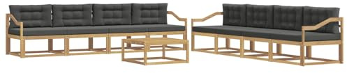 vidaXL Outdoor-Sofagarnitur 9 pcs Weiß und Anthrazit 79 x 79 x 37 cm, Garten-Sofa Set, modulare Lounge für draussen, wetterfestes Mobiliar, robuster Pool-Bereich