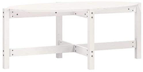 Mhdvray Couchtisch Weiß 118x63x45 cm Massivholz Kiefer Wohnzimmertisch Sofatisch im klassischen Landhausstil Rechteckig Holztisch für Wohnzimmer und Lounge Robust und Elegant