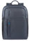 Piquadro P16 Zaino grande in pelle e tessuto porta PC 15.6 a due scomparti, Blu