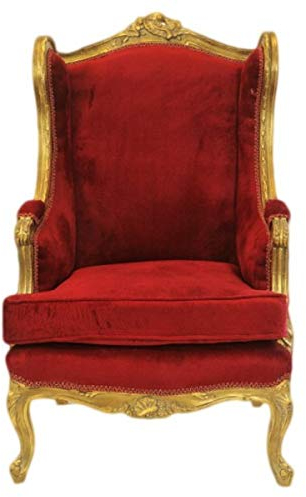 Casa Padrino Barock Lounge Thron Sessel Bordeaux Rot/Gold - Antik Stil Ohrensessel