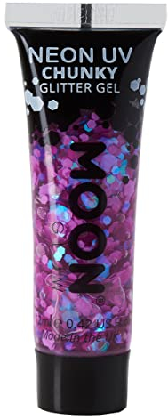 Moon Glow Gel glitterato UV per viso e corpo al neon, Viola, 12 ml (confezione da 1)