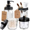 Mason Jar Badezimmer-Zubehör-Set (4-teilig), Lotion-Seifenspender & Wattestäbchen-Halter Zahnbürstenhalter, Rustikales Bauernhaus-Dekor Apotheker-Gläser, Dekorationsidee (schwarz)