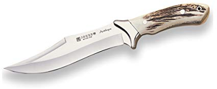 joker Coltello da Caccia, Pezzo Unico, con Corno di Cervo e Lama Curva 19,5 cm, ghiera in Acciaio Inox, 398 Grammi, CC01 per attività di Pesca, l'Escursionismo, Il Campeggio