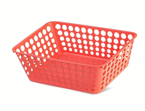 Ecoplast | Vaschetta Portaoggetti in Plastica, Cesto Porta Oggetti, Colore Rosa, 41,5x29x17