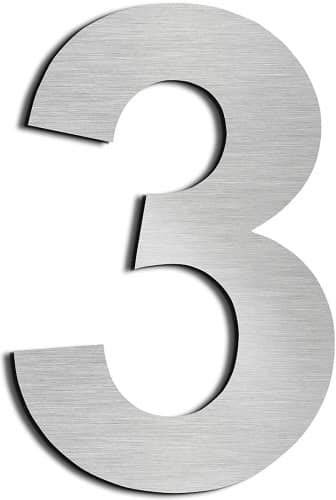 CABLEPELADO - Numero 3 de Metal adhesivo | Acero Inoxidable | Uso en Exterior e Interior | Apto para Paredes, Fachadas, Portales o Puertas | 7.5 cm de altura