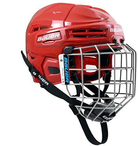 Bauer Casco da Hockey su Ghiaccio IMS 5.0 con griglia Rossa, Taglia Medium (4 Unisex-Adulto, Colore: Rosso, M (52-57 cm)