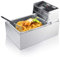 6L Edelstahl Fritteuse, Elektrische Friteuse Gewerbliche Friteuse mit Frittierkorb Anti-Brenngriff für die Hausverpflegung Pommes Frites Brathähnchen 2200W 44 x 28,5 x 28 cm