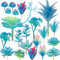Woohome 20 PCS Artificielles Plantes Succulentes Bleu Faux Fleur Succulentes Artificielles Petit Plantes Succulentes Artificielles Décoration pour La Maison Jardin Intérieur Décoration