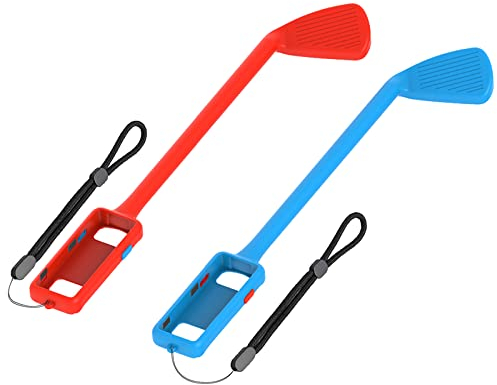 Geekria Switch Golf Club compatibile con Nintendo Switch Joy-Con, impugnatura per giochi di golf con cinturino regolabile Accessori per Mario Golf: Super Rush Game (2 confezioni)