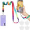 COCASES 2 Piezas Cadena de Teléfono Celular Universal con 4 parti adesive individuali, Cordón para Teléfono Móvil Cordón para el Cuello Desmontable Compatible con iPhone/Samsung/Huawei (arcoíris)