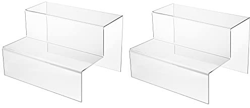 Display4top 2 Step Acrylic Display Stand Counter Retail Riser Polish Plinth (200 * 300 * 200mm*2)