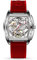 CIGA Design Automatik Uhr Herren - Z Serie Armbanduhr Tonneau Mechanische Skelettuhr Edelstahl Saphirglas mit Leder- und Silikonarmband(Rot)