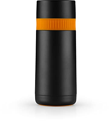 BRA Efficient Enjoy Termo Taza de Viaje, Capacidad 0,5L, Acero Inox 18/10, Doble Pared, sin BPA, Mantiene Calor 12 h y Frío 24 h, Color Negro y Naranja