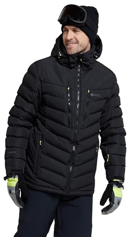 Mountain Warehouse Vulcan Mens Padded Ski Jacket - Snowproof & Breathable Coat with Padded Insulation, Detachable Hood & Snowskirt - For Winter Skiing & Winter Sports