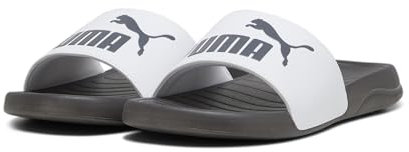 PUMA Unisex Popcat 20 Slide Sandal, White-Dark Coal, 48.5 EU