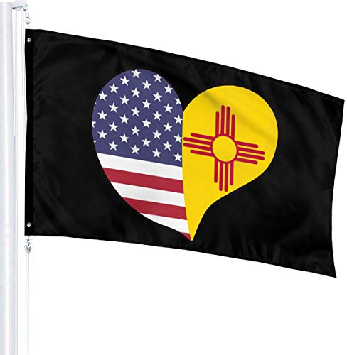 Flagge 3 x 5 USA New Mexico Flagge Herz 100% Polyester einlagige durchscheinende Flaggen 90 x 150 cm