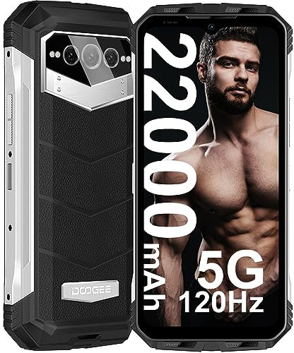 DOOGEE VMAX 5G Rugged Smartphone [2023], 20GB + 256GB(TF 2TB), 22000mAh Batteria, 108MP AI Tripla Fotocamera, 1080 Processore Dimensity, Telefono Indistruttibile, 6,6 FHD+ 120Hz, GPS/NFC/OTG
