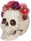 Boland 73089 - Totenkopf Deko mit Rosen, Schädel mit Blumenkranz,Tischdeko für Halloween und Karneval, Dia de los Muertos