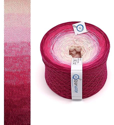 Bobbel 100% Baumwolle, Farbverlaufsgarn 235g 4-fädig 1000m zum Stricken und Häkeln, Garn, Wolle, Yarn for knitting and crocheting (Kirschblüte - 039)