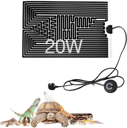 ZOYDP Heat Mat Reptile, 20W Heat Mat with Thermostat, Reptile Heat Mats with 10 Levels of Temperature Adjustment, Reptile Heat Pad for Lizard Gecko Tortoise Snakes Hermit Crab Turtle Amphibians