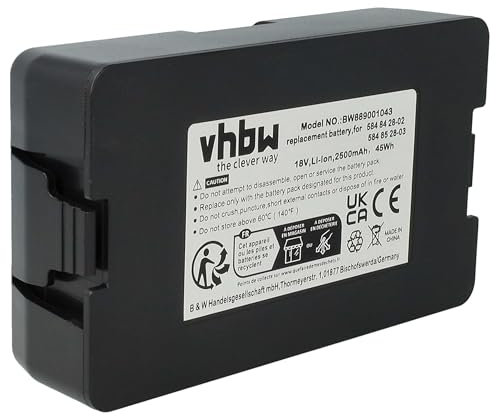 vhbw 1x Batterie Remplacement pour Husqvarna 584 84 28-02, 584 85 28-03 pour Robot Tondeuse (2500mAh, 18V, Li-ION)
