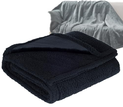 IbdrY Liebesdecke Wasserdicht,liebesdecke - Die wasserdichte Kuscheldecke, Überwurf Fleece Sherpa Decke for Bett Couch Sofaliebesdecke Wasserdicht Sex,wasserdichte Liebesdecke,couchschoner-Black||M