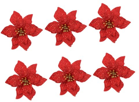 Ciieeo 6stücke Künstliche Simulierte Blumen Dekore Für Weihnachten Kleine Doppel-Schicht Blume Weihnachtsbaumschmuck Blume Weihnachts-kunstblume