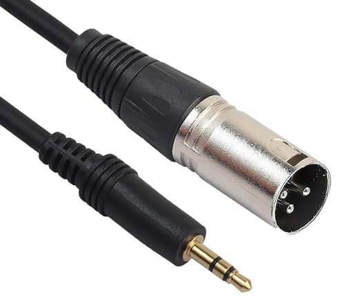 talNite Cable Adaptador XLR a Mini Jack de 3,5 mm, Cable de Micrófono Desbalanceado de 3 Metros, Conector Dorado, para iPhone, iPod, MP3 y Mesas de Mezclas