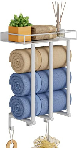 Portasciugamani da Parete per Bagno con Ripiano (Bianco S)