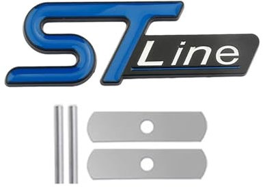 AQXYWQLL 3D-Auto-Frontgrill-Kofferraum-Metalllogo ST-Line-Emblem, kompatibel mit Kuga MK3 MK2 MK4 S Max Focus Puma Fiesta ST-Line-Aufkleberzubehör(Color:Grill Dark Blue,Size:80x27mm)