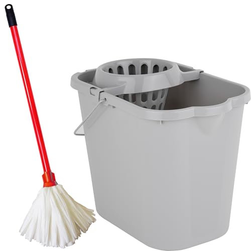 Strip Floor Mop Super Absorbent With Flock Head & Handle Ideal Mop For Home, Office & Commercial Use (Flock Head Mop, Handle & Bucket, Pack of 1)