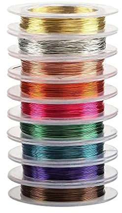 Filo di acciaio colorato 10 rotoli di filo di rame 0,3 mm 10 m/rotolo di filo per gioielli di fissaggio fatto a mano per realizzare perline fai da te, uso di gioielli e colori misti
