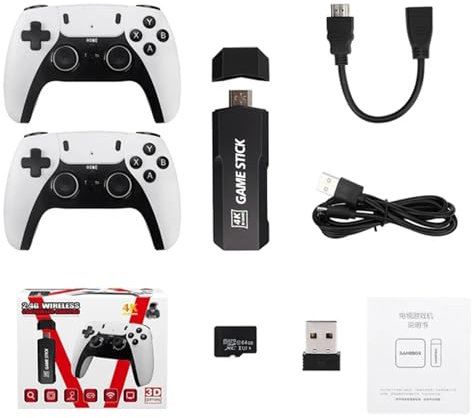 Heim-Videospielkonsole, Retro-Spielstick, 2,4 G, 4 K, TV, kabellose Retro-Spielkonsole mit dualen kabellosen Controllern, Plug-and-Play, Videospiel-Stick, unterstützt Archivausgabe, Erwachsene und