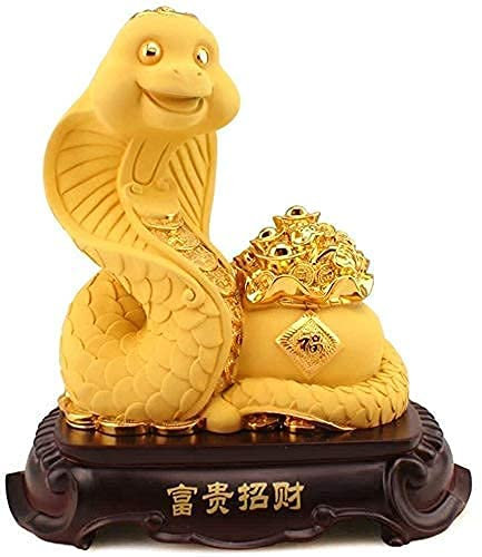 Statue Atemberaubende Gartendekoration, Skulpturenstatuen, Sammlerskulpturen, Ornament, Feng Shui-Sternzeichen, große Größe, goldene Oberseite, Dekorfigur, Schlangenstatuen-Sammlung aus Kunstharz, loc