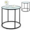 LIFEZEAL Mesa Auxiliar de Cristal, Mesa de Centro Pequeña, Salón, Redonda, 50x50x50 cm, con Efecto Mármol, Moderna, Decorativa, Baja, para Salón, MAX 30kg