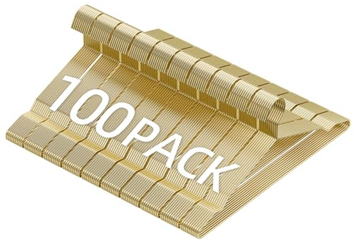 SPECILITE 42cm Gold Metal Coat Hangers, 100 Pack with Notches | Space-Saving,Heavy Duty,Slip-Resistant,Waterproof,Rust-Proof,Standard Size,For Coats, Shirts, Suits, Pants
