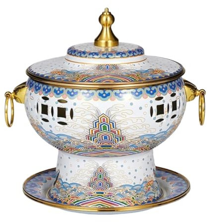 MEIZHITU Pentola Calda Cinesi Pentola Calda in Smalto di Rame Pentola Vintage per Alcol Shabu Pentole Tradizionali per Zuppe per La Famiglia Domestica Adatto per La Cena Familia(White)