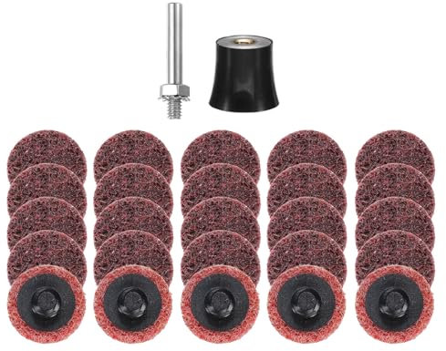 sourcing map 26pcs Quick Change Discs Set 1 Roll Lock Sanding Discs with 1/4 Shank Pad Holder Medium Grit Surface Conditioning Disc for Polish Rust Removal