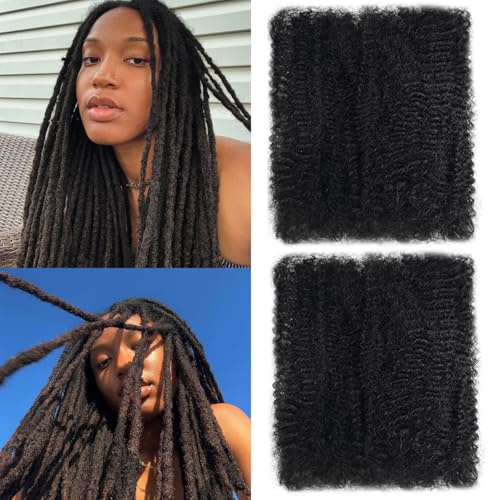 LPARMJIT Afro Kinkys Bulk Human Hair for Dreadlock Extensions 30g/Bundle Kinky Curly Braiding Human Hair for Locs, Twists, Loc Repair (1b, 16inch(2pack))
