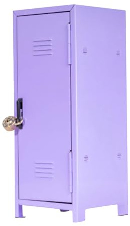 EHJRE Abschließbarer Mini Spind für Mädchen mit Schloss Und Schlüssel, Dekorativer Schreibtischschrank für Spielzeug, Karten, Kosmetik, Violett