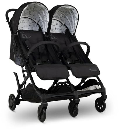 Cosatto Yo Double Baby Pushchair for Newborn & Toddler | Toddler - Birth - 25kg | Lightweight Compact Fold Twin Stroller, UPF 100+ Sun Protection, Raincover Included, Storage Basket (Foxed)