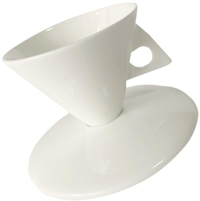 Angoily Set Tasse Café Blanche Porcelaine avec Soucoupe Design Européen Classique Tasse Céramique pour Thé et Café Usage Quotidien