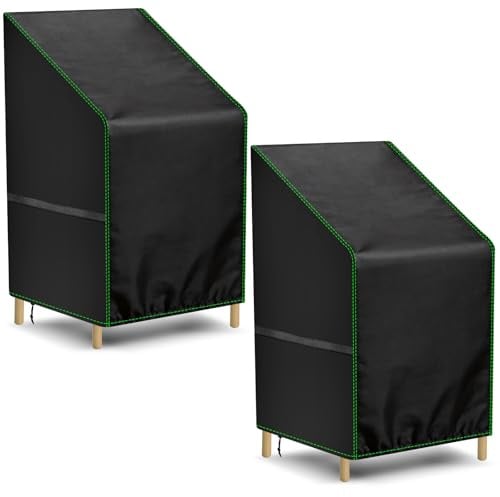 Zocipro 2 Stück Gartenstuhl Abdeckung 64x64x70/120cm Gartenstühle Abdeckung | Schutzhülle Gartenstühle Winterfest Abdeckhaube Gartenstuhl Stuhlüberzug UV-Beständig Abdeckhülle für Gartenmöbel