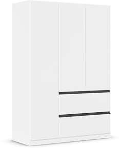 Rauch Möbel Costa, Kleiderschrank, Farbe Weiß, Breite 136 cm | Schrank, 3-türig, 2 Schubladen, Push-to-open, Zubehör Premium, für Schlafzimmer, Kinderzimmer, Babyzimmer, Garderobe