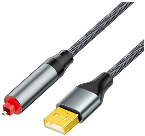 Hipzeepo Adaptador de Audio USB A Fibra Óptica, Cable USB A SPDIF, Adaptador de Cable de Laptop A Tarjeta de Sonido.