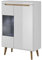 Furniture24 Vitrine NORDI Vitrinenschrank Standvitrine mit LED Beleuchtung (Weiß/Weiß Hochglanz)