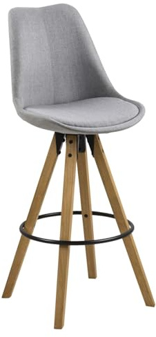 AC Design Furniture Barhocker Nadia, B: 48,5 x T:55 x H: 111,5 cm, Stoff Light Grey