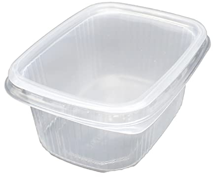BAMI Verpackungsbecher 250g, 250ml 108x82x47mm, ECKIG- PP-Transparent, Feinkostbecher, Salatbecher, Salatschale - Kombi mit Deckel - (250 Becher + 250 Deckel)